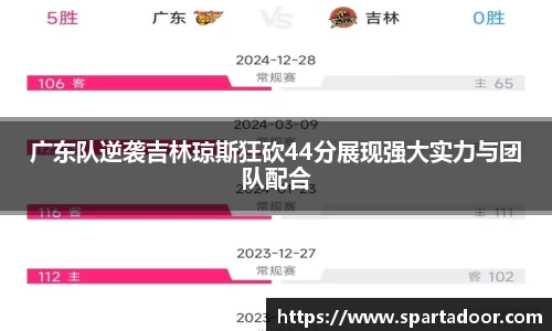 广东队逆袭吉林琼斯狂砍44分展现强大实力与团队配合
